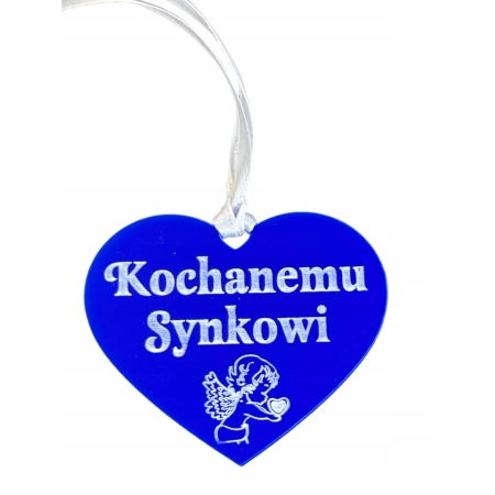 Zawieszka na znicz z grawerem KOCHANEMU SYNKOWI niebieska,