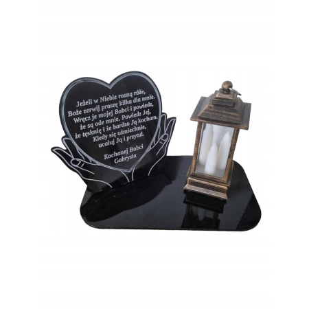 Znicz LED + grawer, znicz dla dziadka i babci , podstawka na znicz