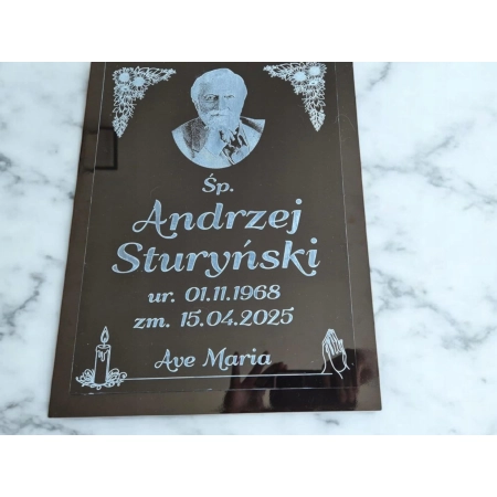 Poduszka na nagrobek czarna 40x30 cm - ciężka tablica nagrobna 4 kg z nóżką na pomnik, stabilna tablica na grób