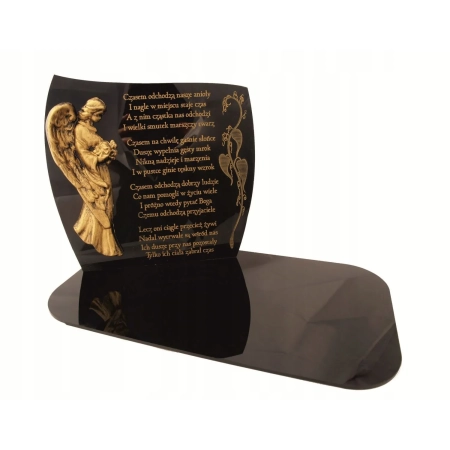 statuetka z dedykacją z dużym aniołekiem 3D,  podstawka na znicz z dowolym tekstem