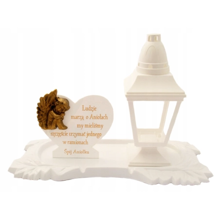 statuetka - znicz, 40cm AGLOMARMUR 1,3kg ANIOŁ 3D