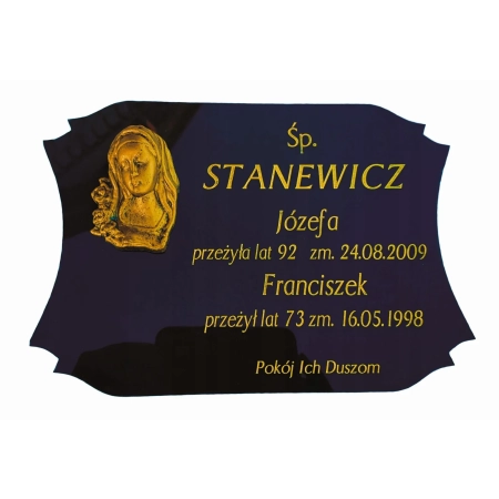 Tabliczka nagrobna na krzyż lub grób 25×16 cm - z aplikacją 3D - Matka Boska